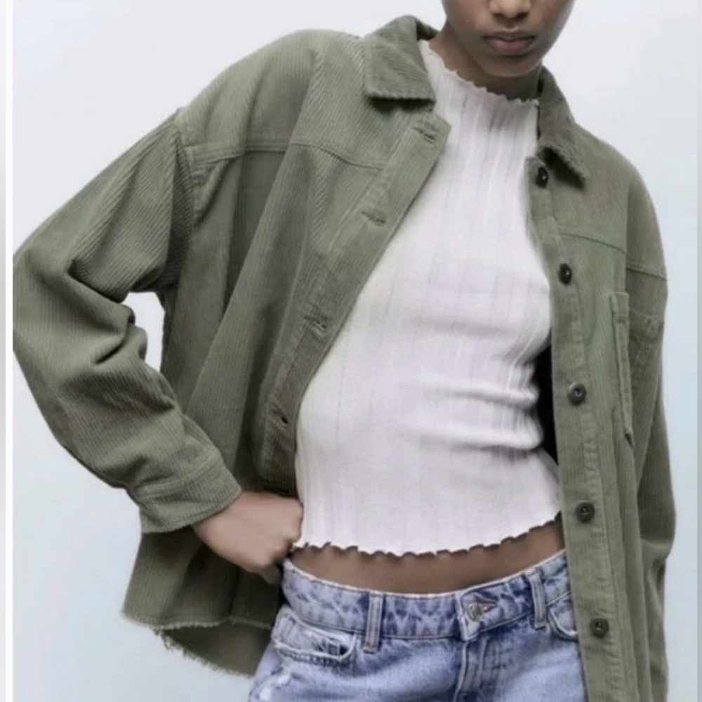 Zara Corduroy Jacket Oversized XS - sea green